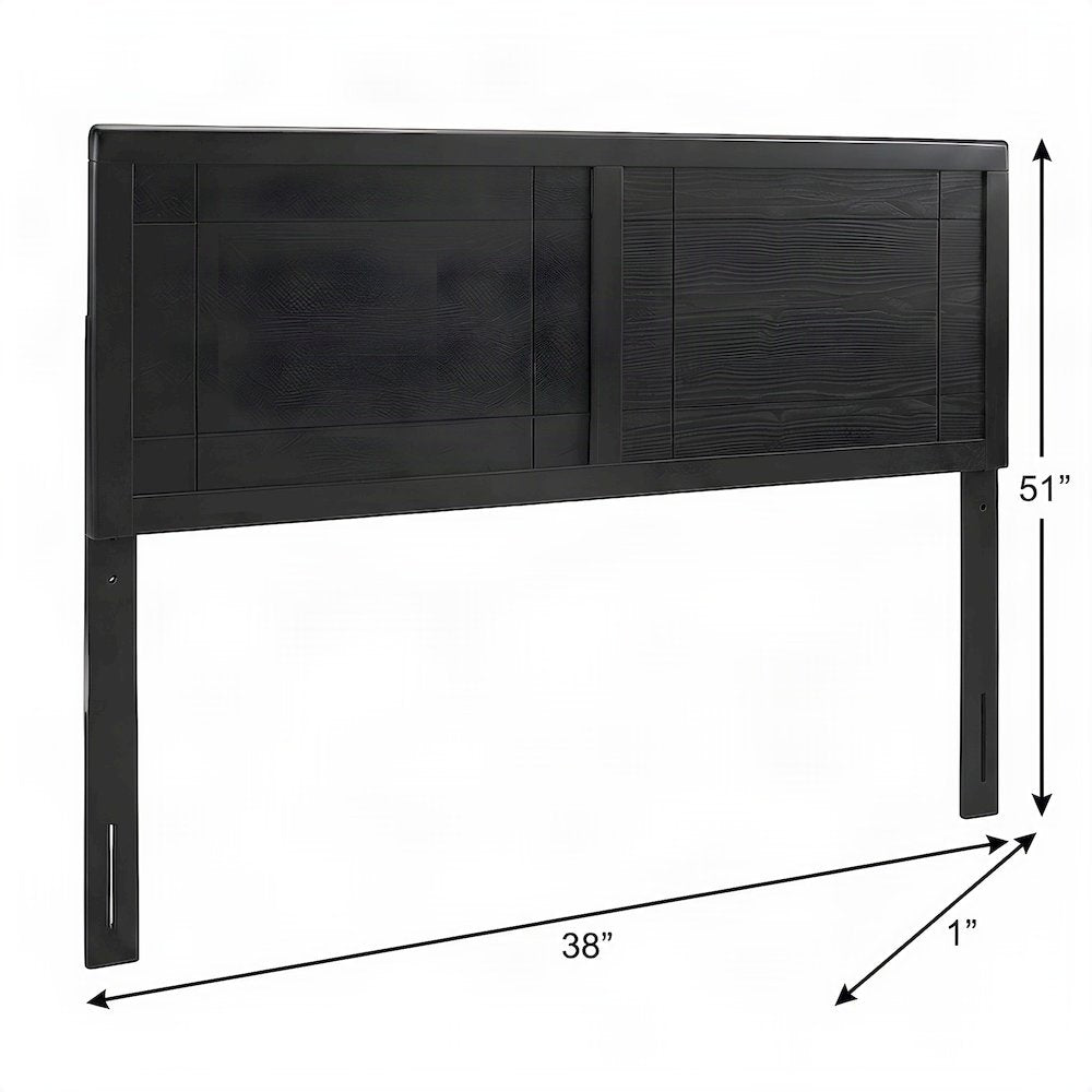 Industrial-Style Wood Twin Headboard, Twin XL Dorm Bed Compatible, Black