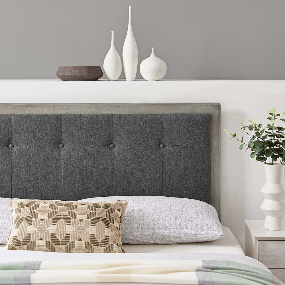 Draper Tufted Fabric and Wood King Headboard