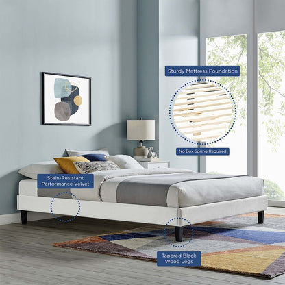 Reign Performance Velvet Full Platform Bed Frame