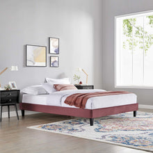Reign Performance Velvet Queen Platform Bed Frame
