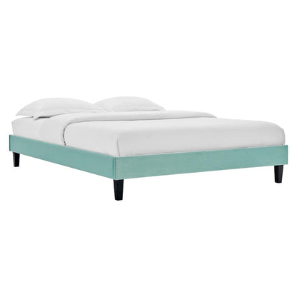 Reign Performance Velvet Queen Platform Bed Frame