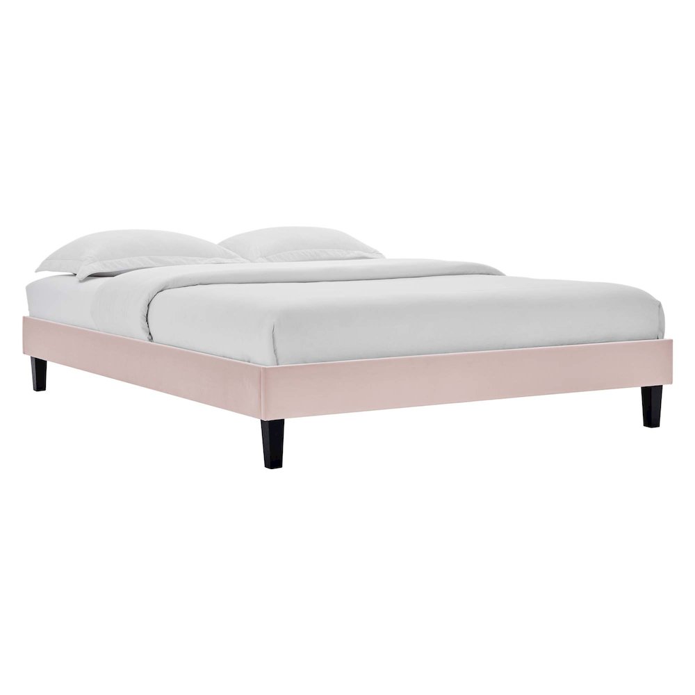 Reign Performance Velvet Queen Platform Bed Frame