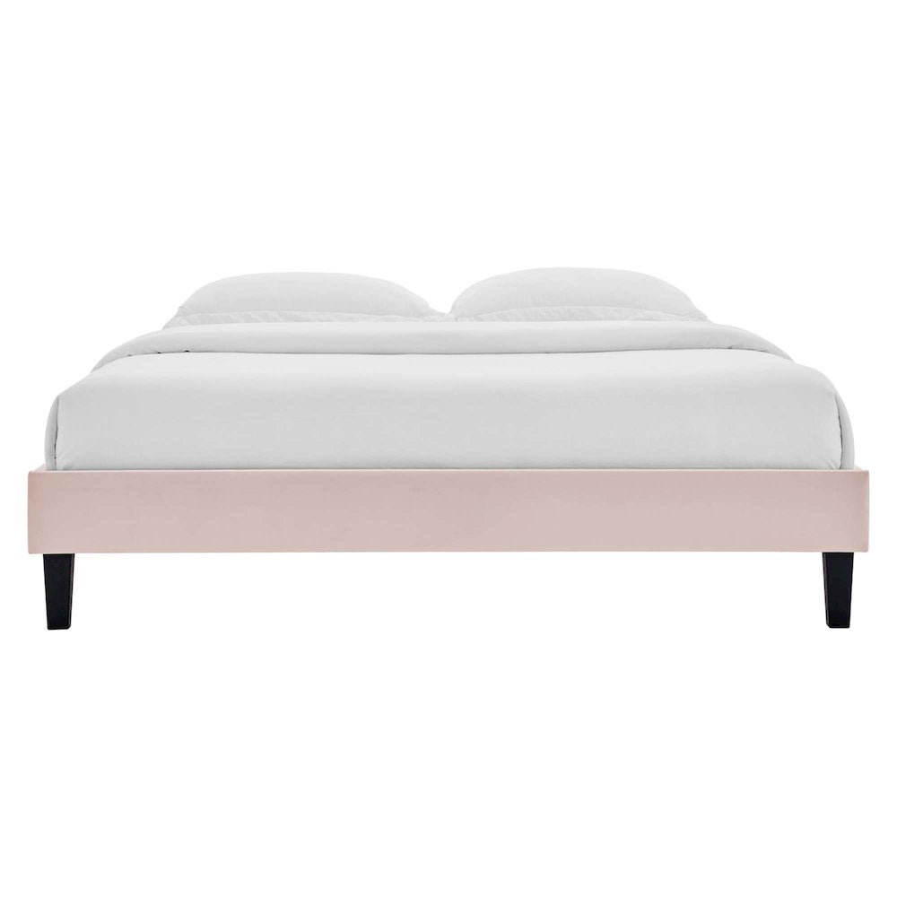 Reign Performance Velvet Queen Platform Bed Frame