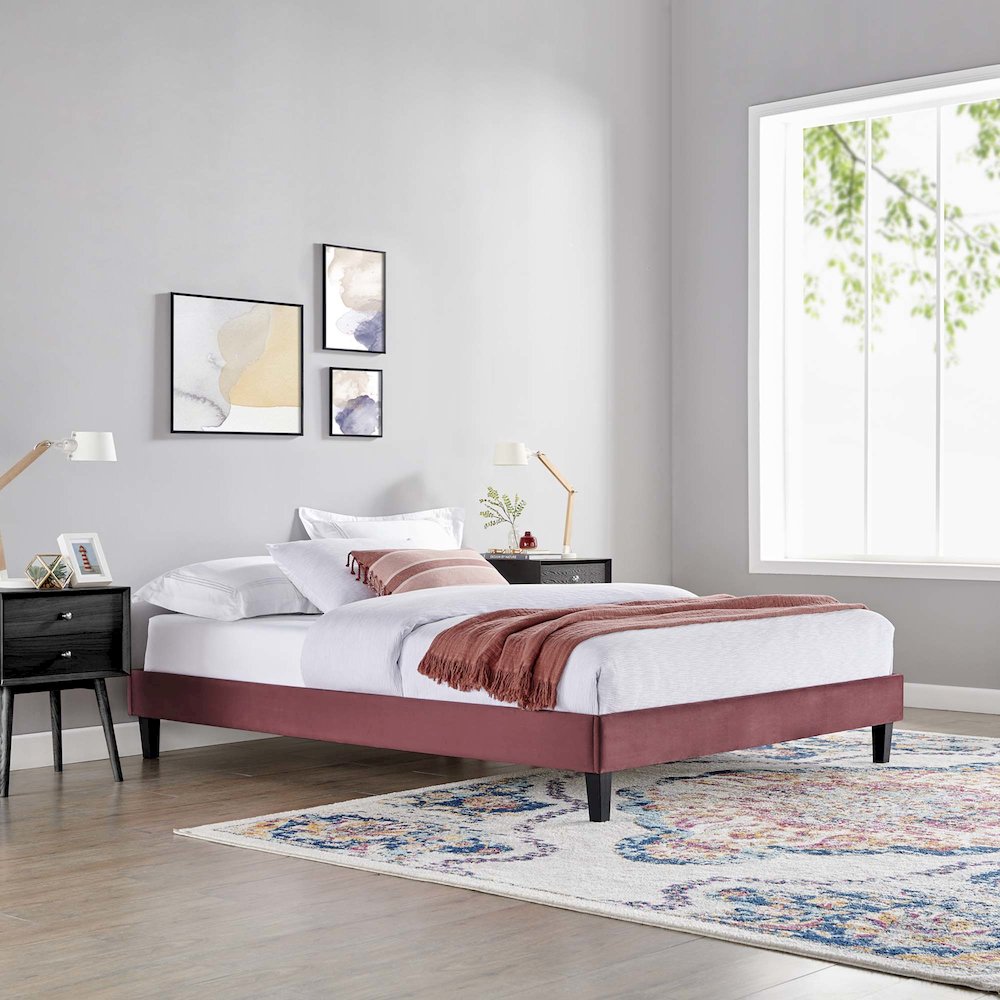 Reign Performance Velvet King Platform Bed Frame