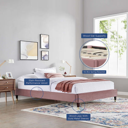 Harlow Performance Velvet Queen Platform Bed Frame