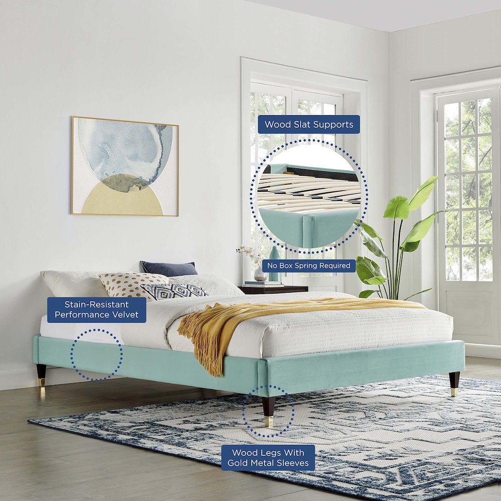 Harlow Performance Velvet Queen Platform Bed Frame