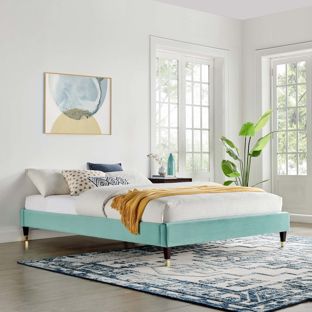 Harlow Performance Velvet Queen Platform Bed Frame
