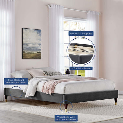 Harlow Performance Velvet King Platform Bed Frame