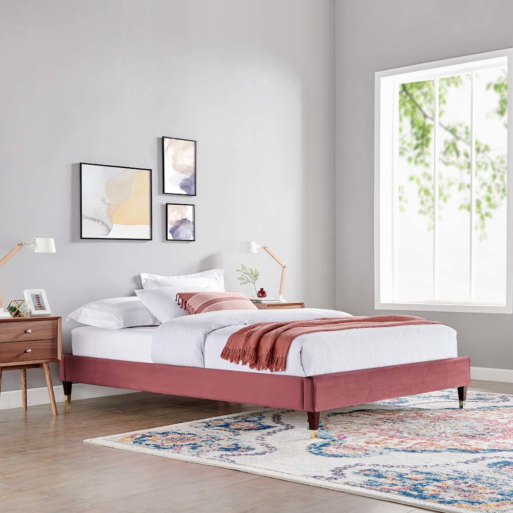 Harlow Performance Velvet King Platform Bed Frame