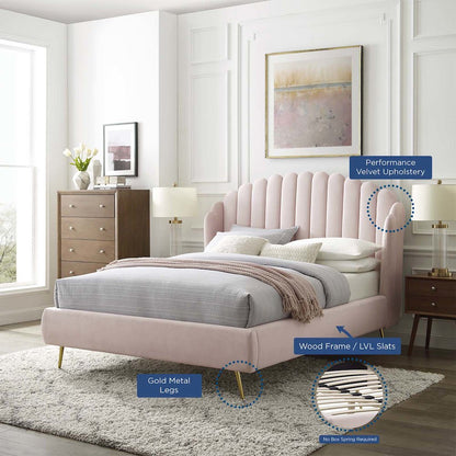Lana Performance Velvet Queen Wingback Platform Bed