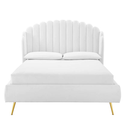 Lana Performance Velvet Queen Wingback Platform Bed