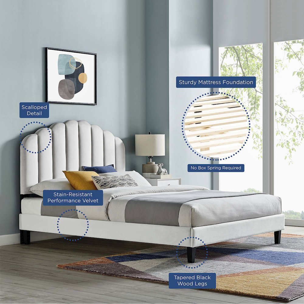 Daisy Performance Velvet Queen Platform Bed