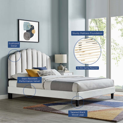 Daisy Performance Velvet Queen Platform Bed