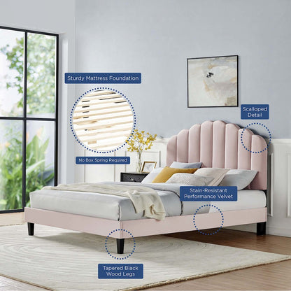 Daisy Performance Velvet Queen Platform Bed
