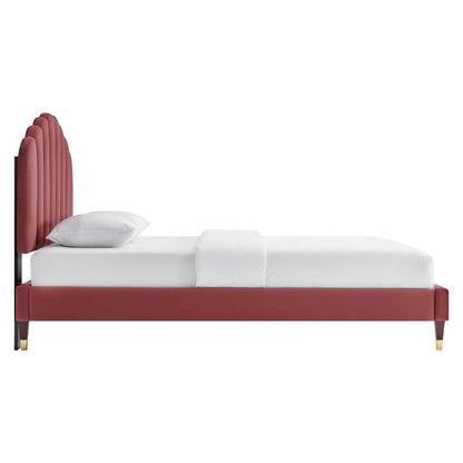 Daisy Performance Velvet Queen Platform Bed
