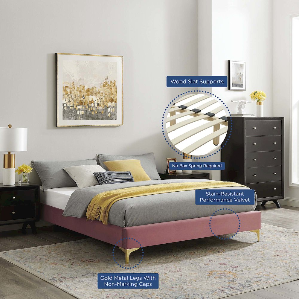 Sutton Performance Velvet Twin Bed Frame