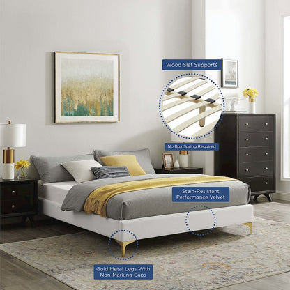 Sutton Performance Velvet Twin Bed Frame