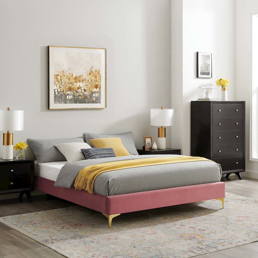 Sutton Performance Velvet Full Bed Frame