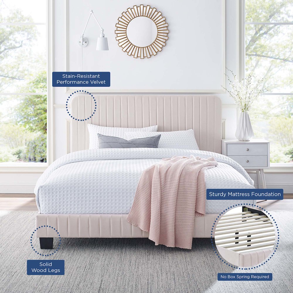 Celine Channel Tufted Performance Velvet Queen Platform Bed