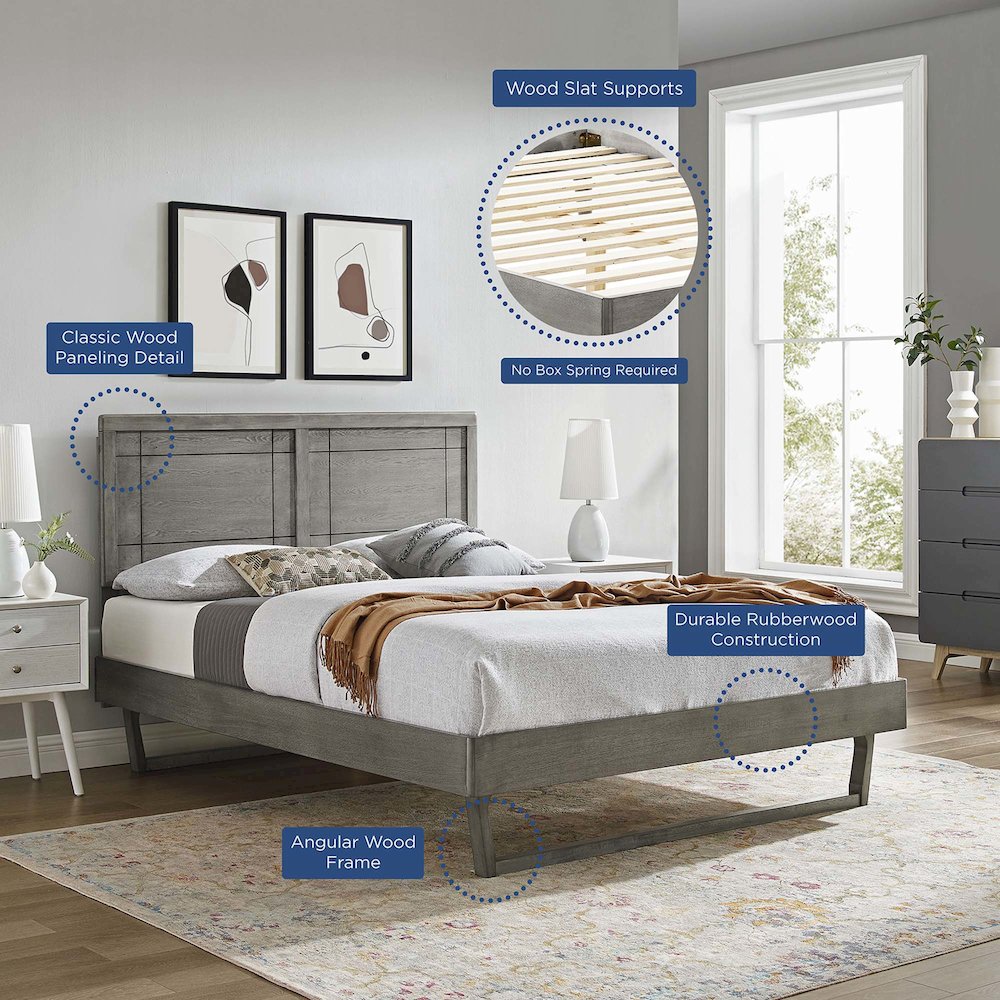 Marlee Wood Queen Platform Bed With Angular Frame