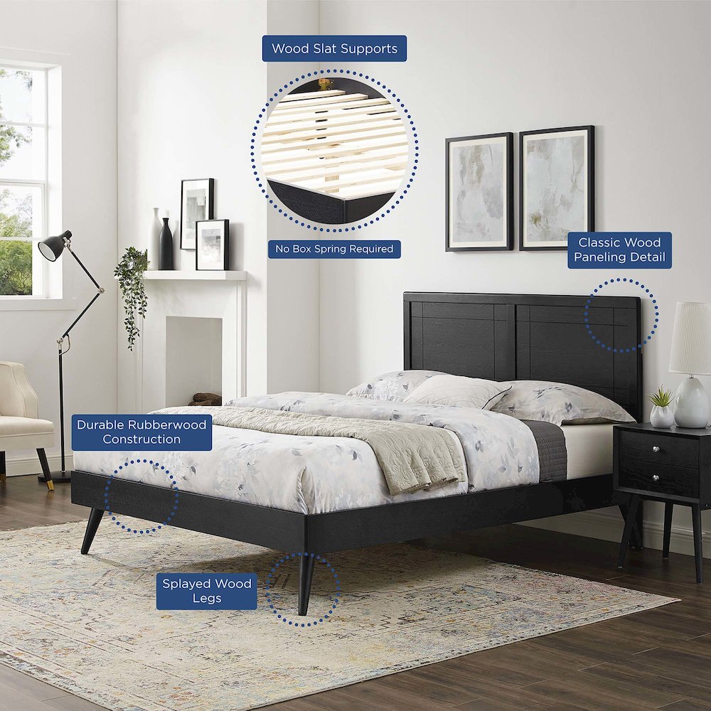 Marlee Wood Queen Platform Bed With Splayed Legs