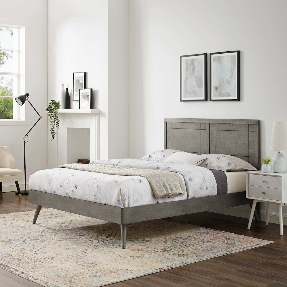 Marlee Wood Queen Platform Bed With Splayed Legs
