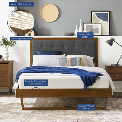 Willow Wood Queen Platform Bed With Angular Frame