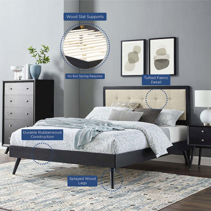 Willow Wood Queen Platform Bed With Splayed Legs
