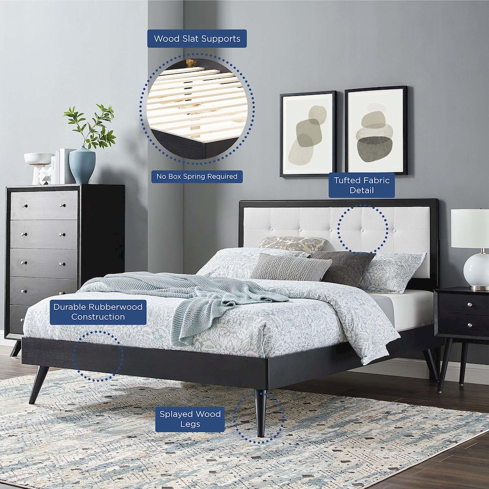 Willow Wood Queen Platform Bed With Splayed Legs