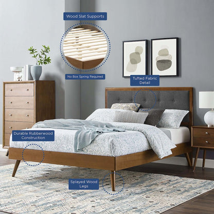 Willow Wood Queen Platform Bed With Splayed Legs
