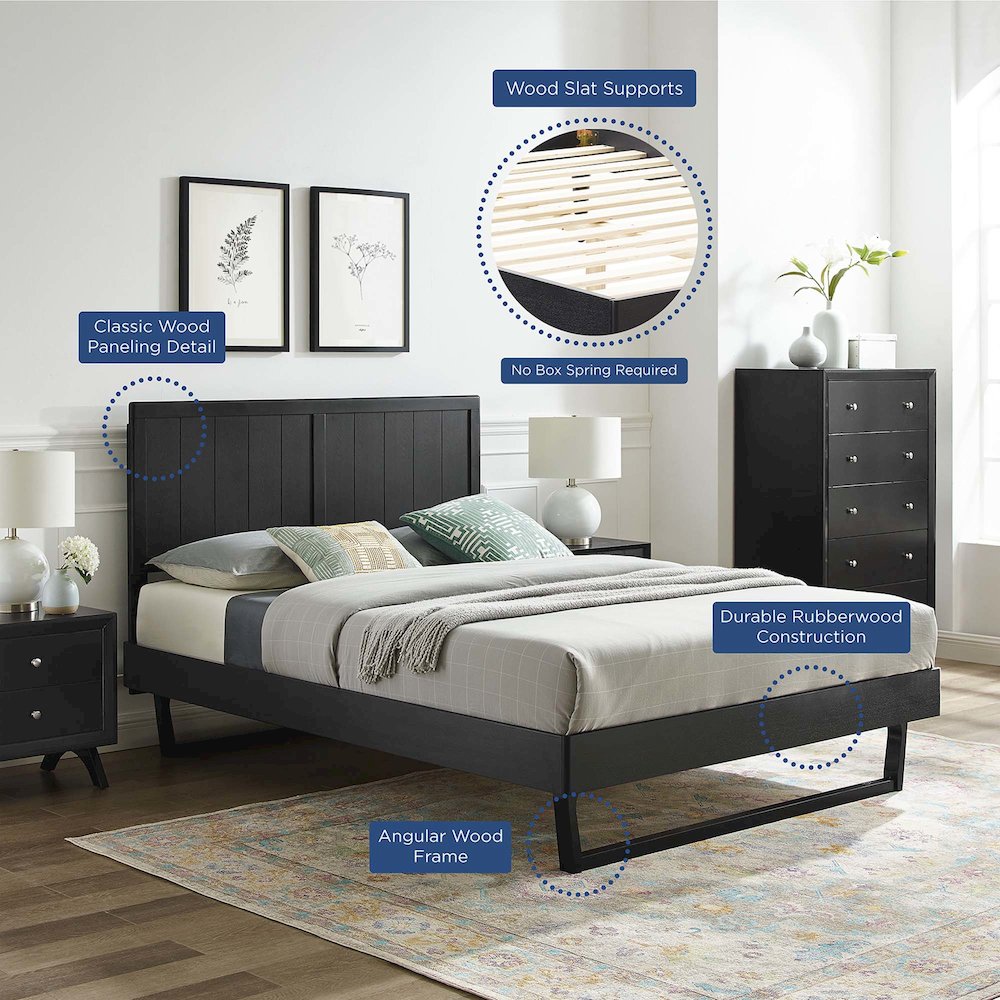 Alana Wood Full Platform Bed With Angular Frame