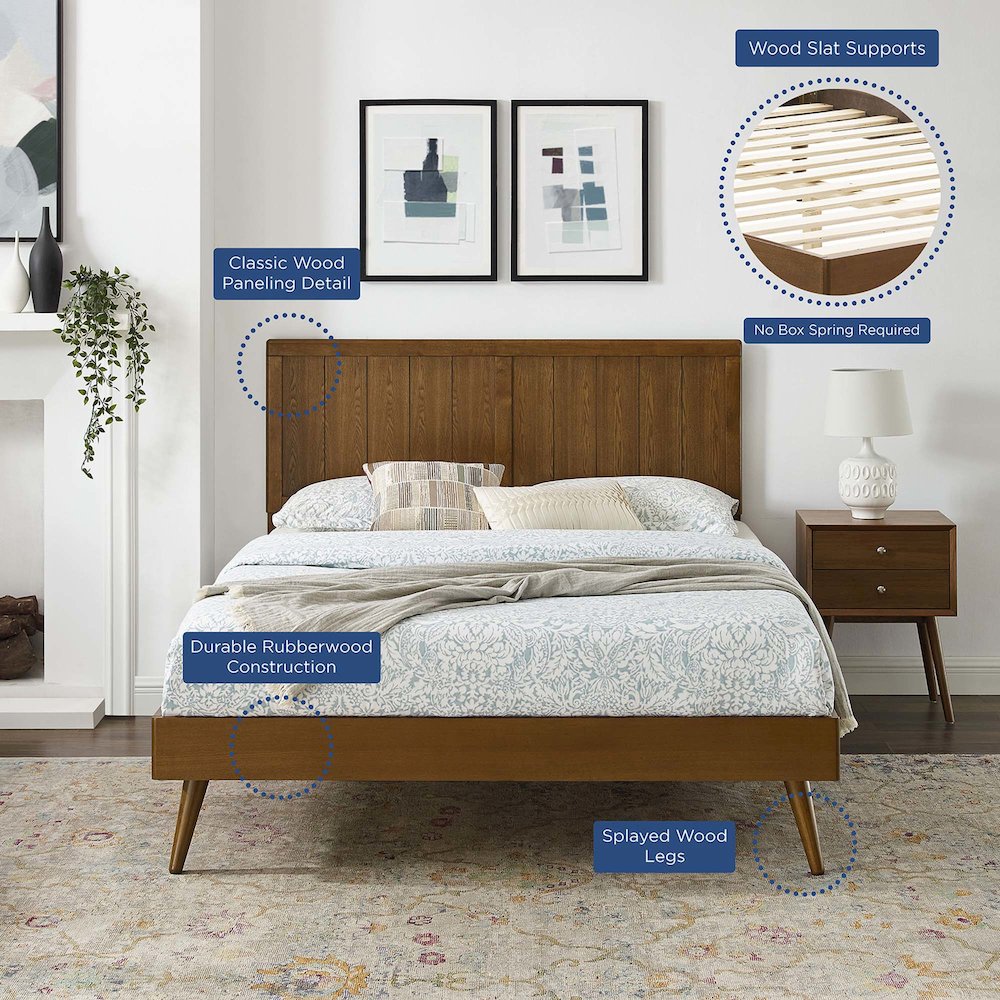 Alana Wood Twin Platform Bed With Splayed Legs