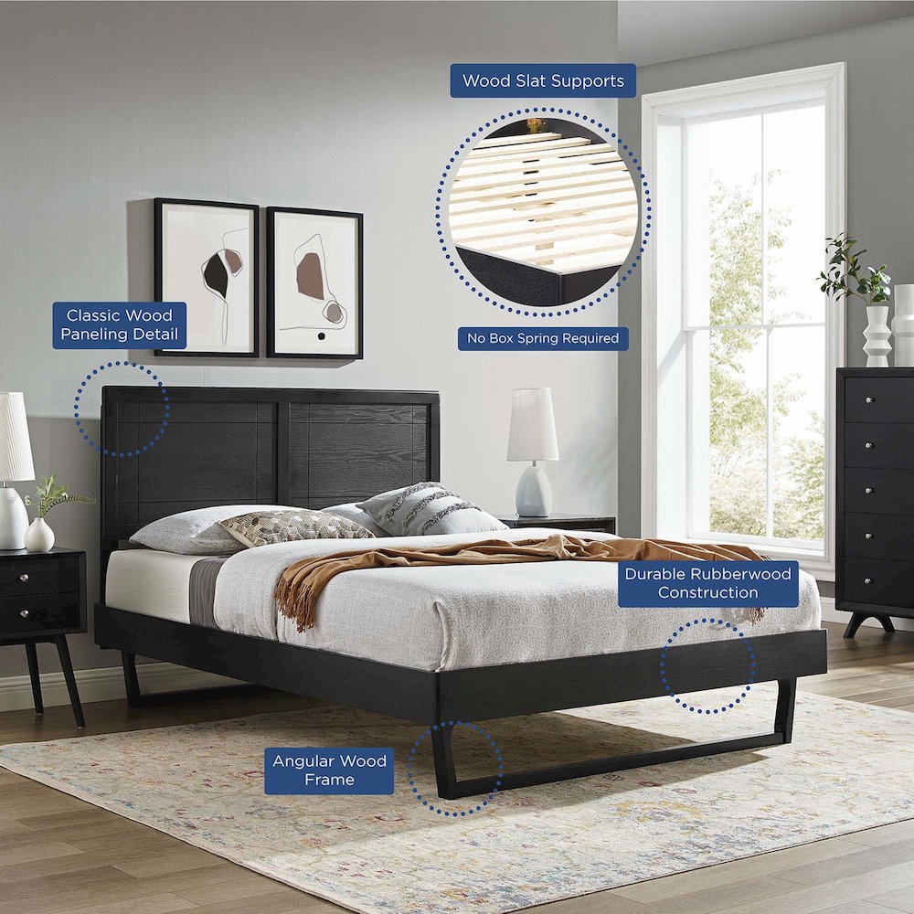 Marlee Wood Full Platform Bed With Angular Frame