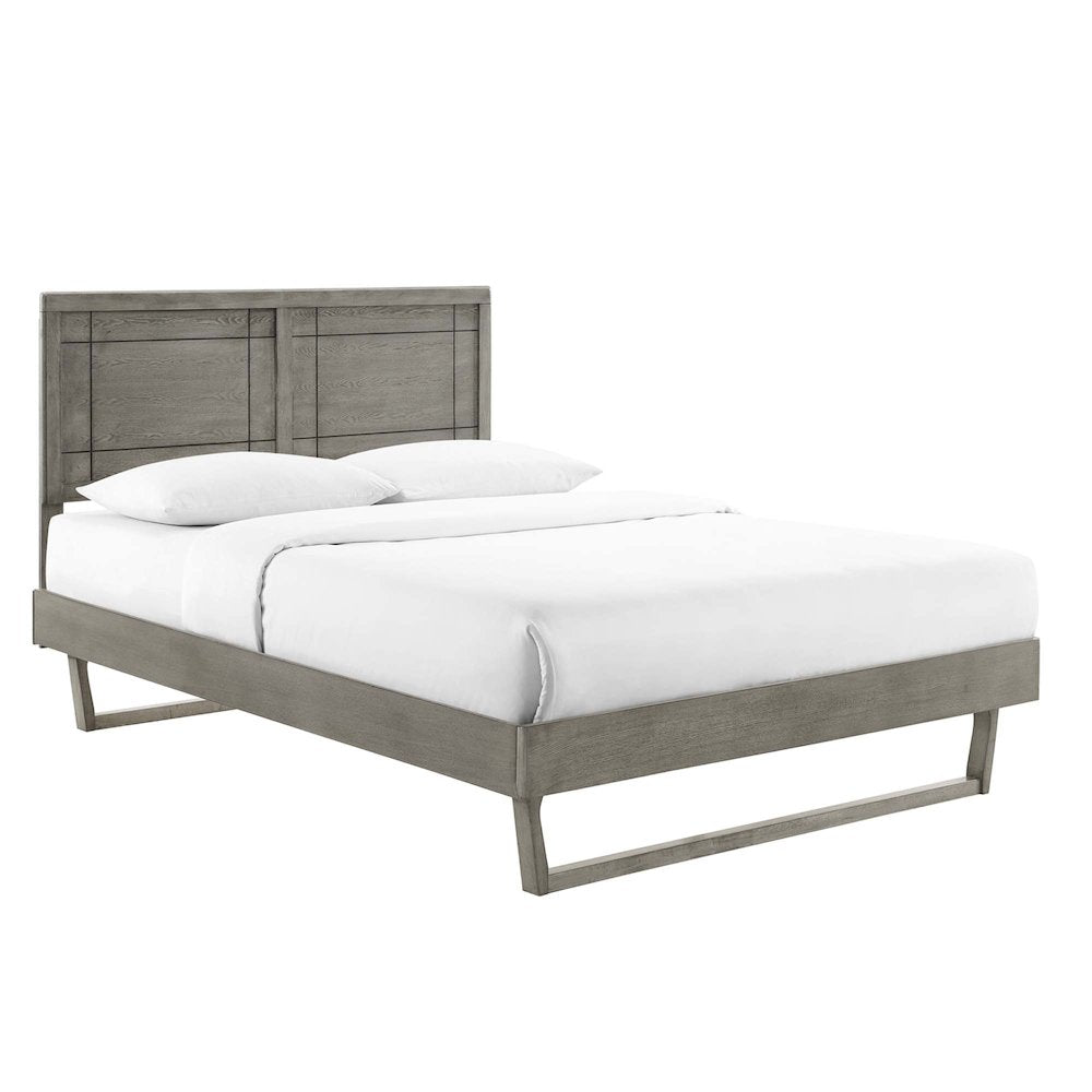 Marlee Wood Full Platform Bed With Angular Frame