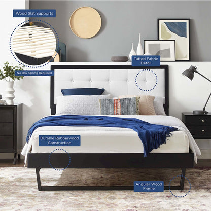 Willow Wood Full Platform Bed With Angular Frame
