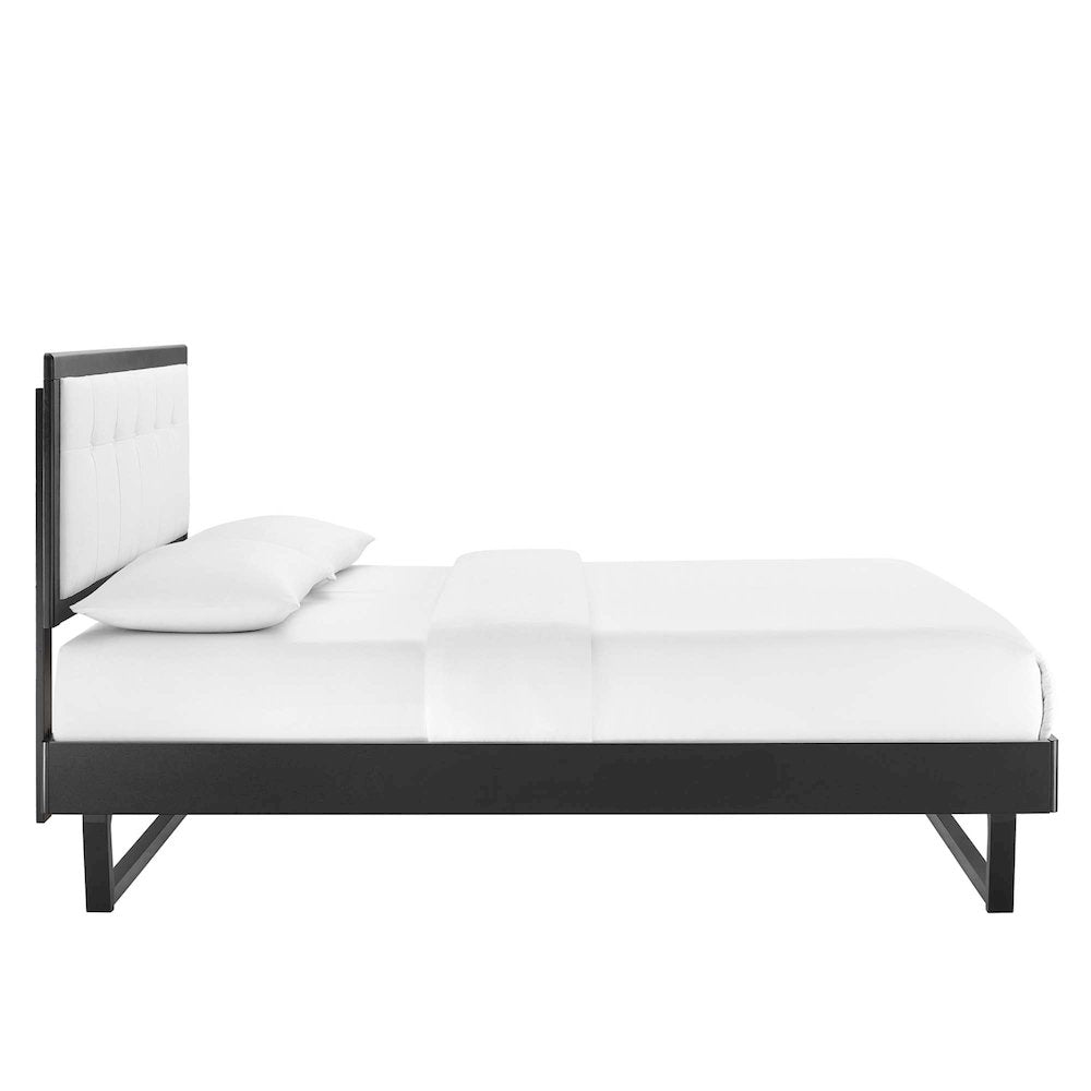 Willow Wood Full Platform Bed With Angular Frame