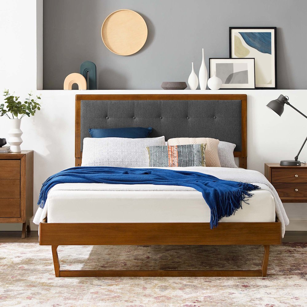 Willow Wood Full Platform Bed With Angular Frame