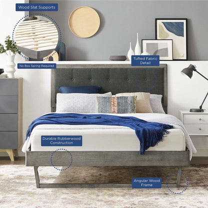 Willow Wood King Platform Bed With Angular Frame