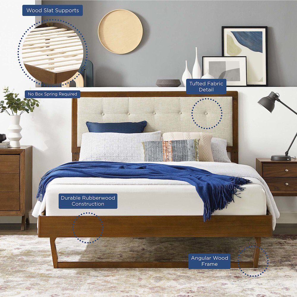 Willow Wood King Platform Bed With Angular Frame