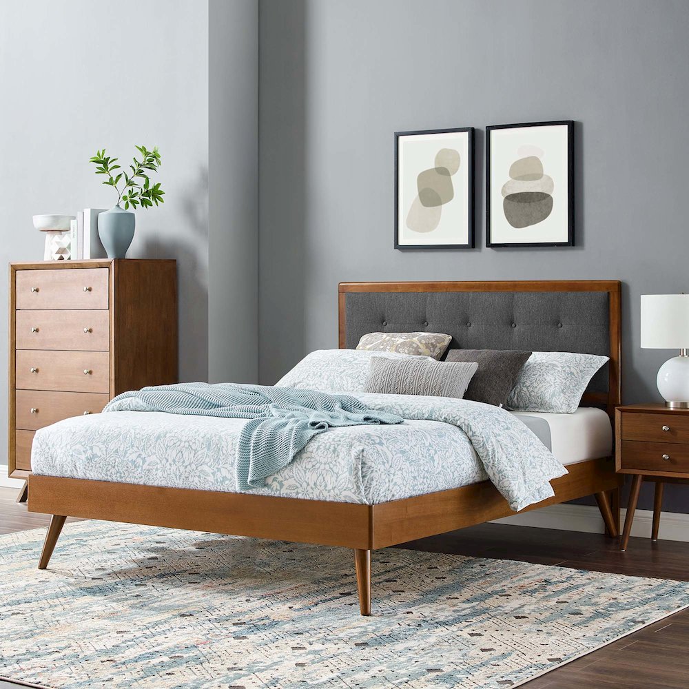 Willow Wood Full Platform Bed With Splayed Legs