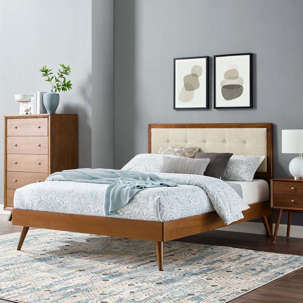 Willow Wood King Platform Bed With Splayed Legs