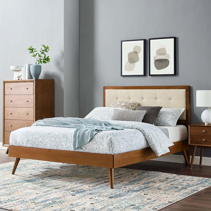 Willow Wood King Platform Bed With Splayed Legs