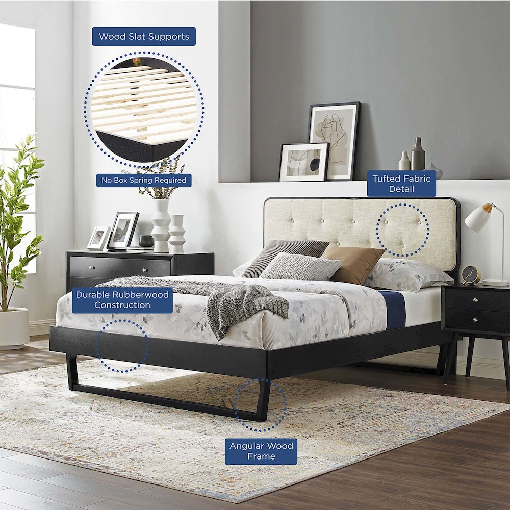 Bridgette Wood Full Platform Bed With Angular Frame