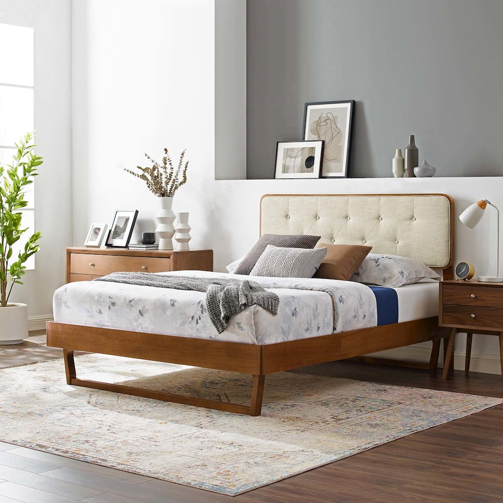 Bridgette Wood Full Platform Bed With Angular Frame