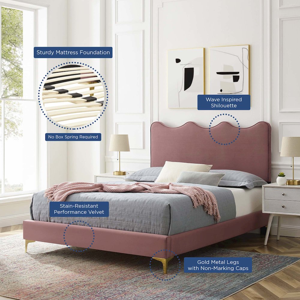 Current Performance Velvet Twin Platform Bed
