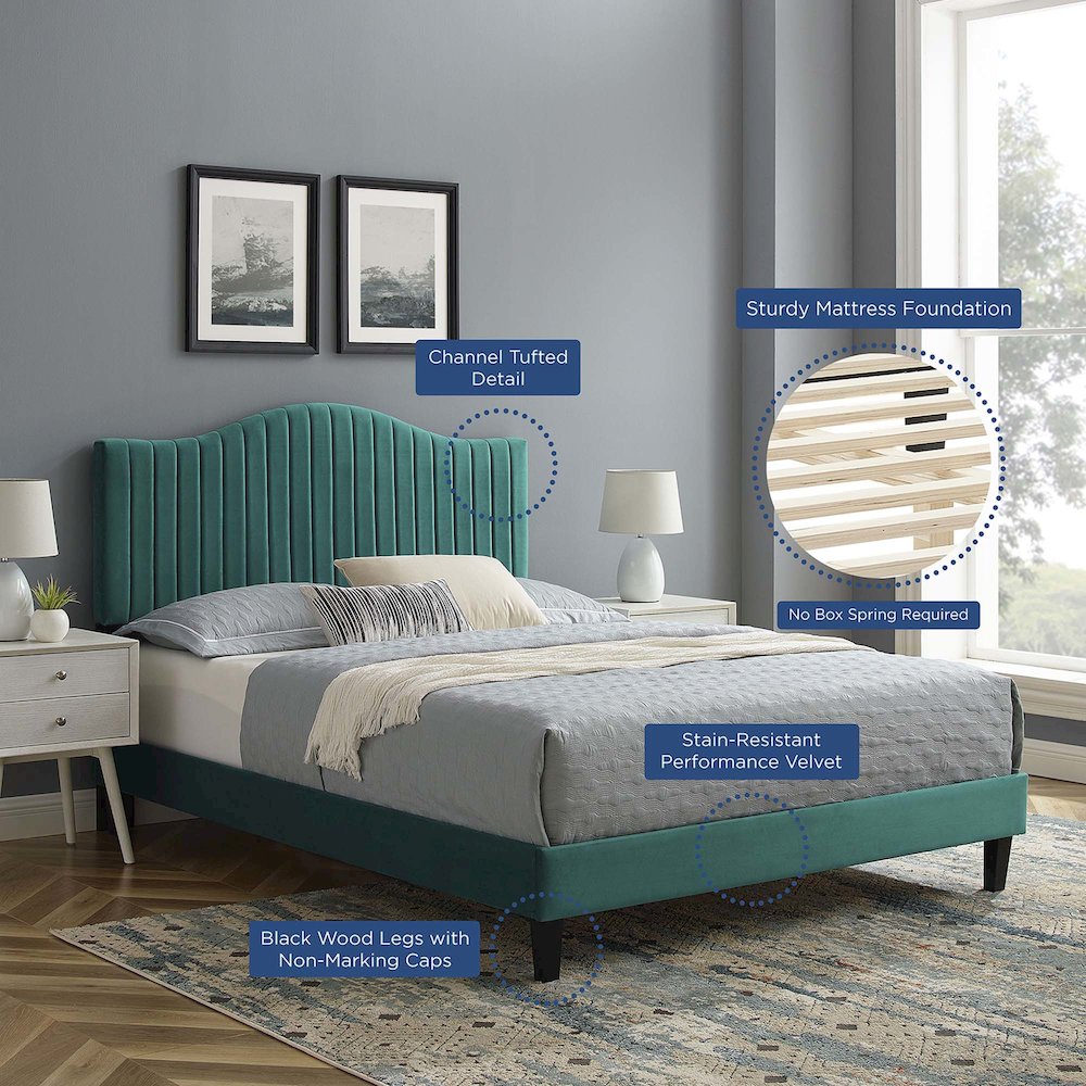 Juniper Channel Tufted Performance Velvet Full Platform Bed