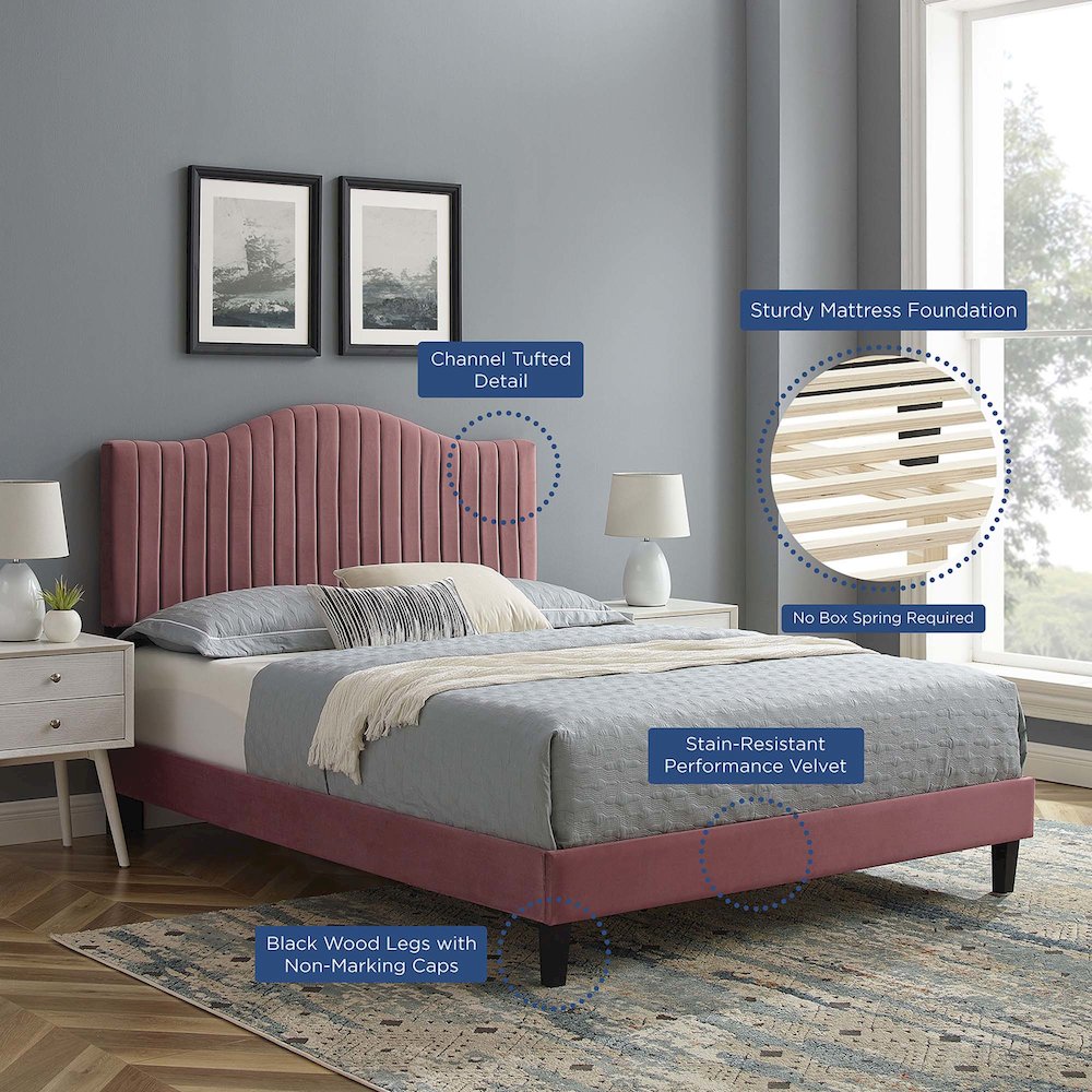 Juniper Channel Tufted Performance Velvet King Platform Bed