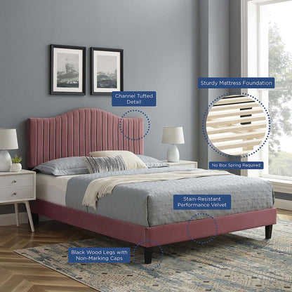 Juniper Channel Tufted Performance Velvet King Platform Bed