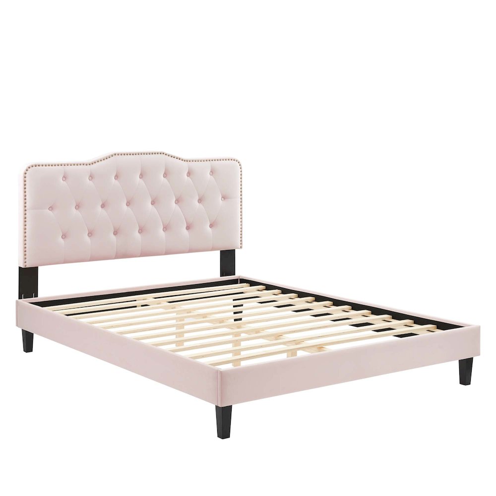 Amber Performance Velvet Queen Platform Bed