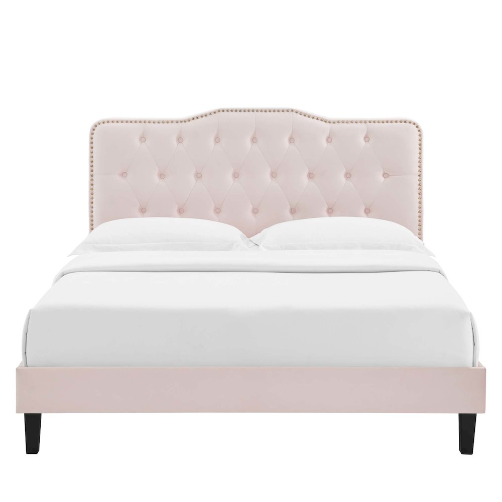 Amber Performance Velvet Queen Platform Bed